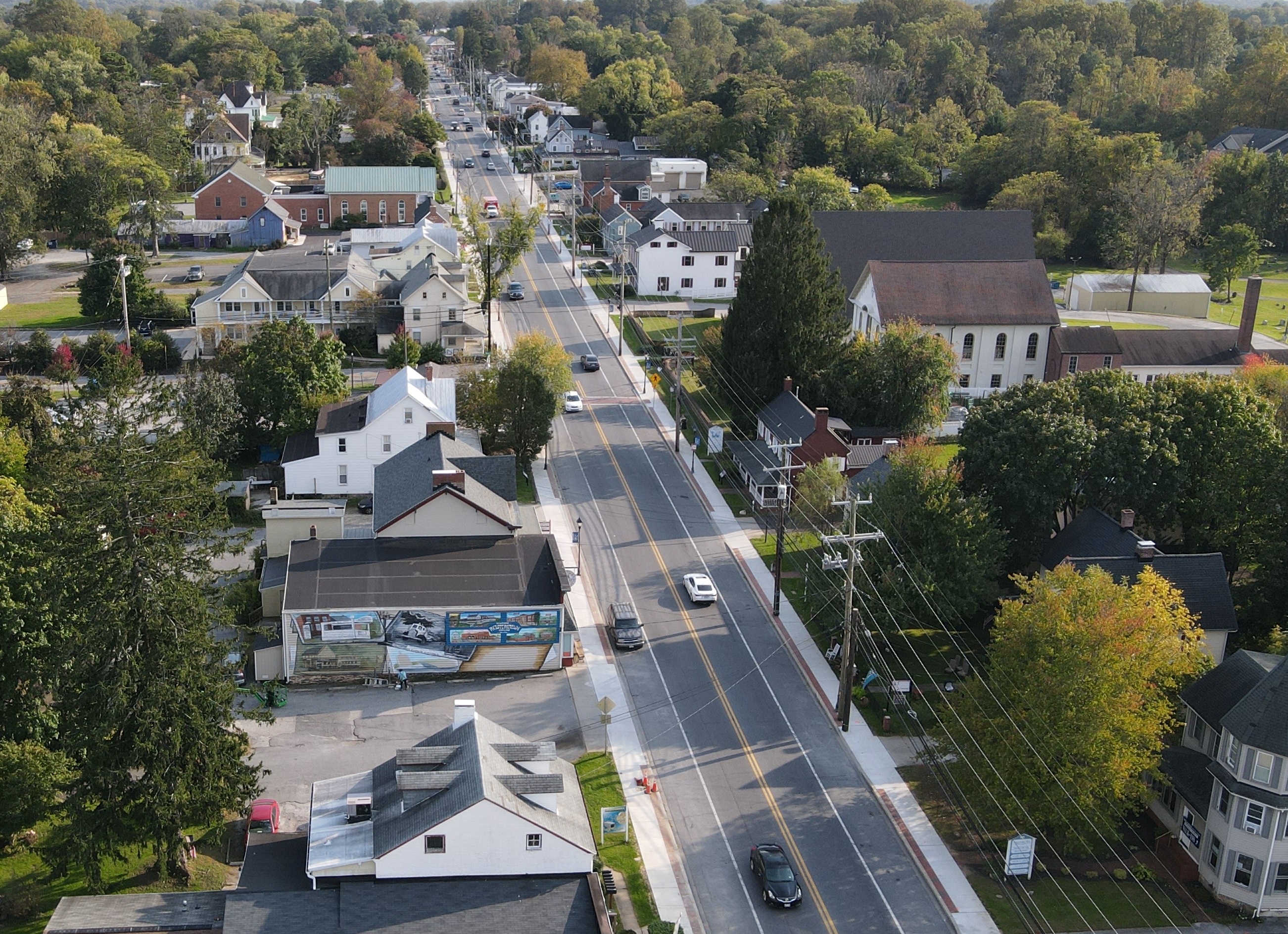 Aerial view of Reisterstown Main Street