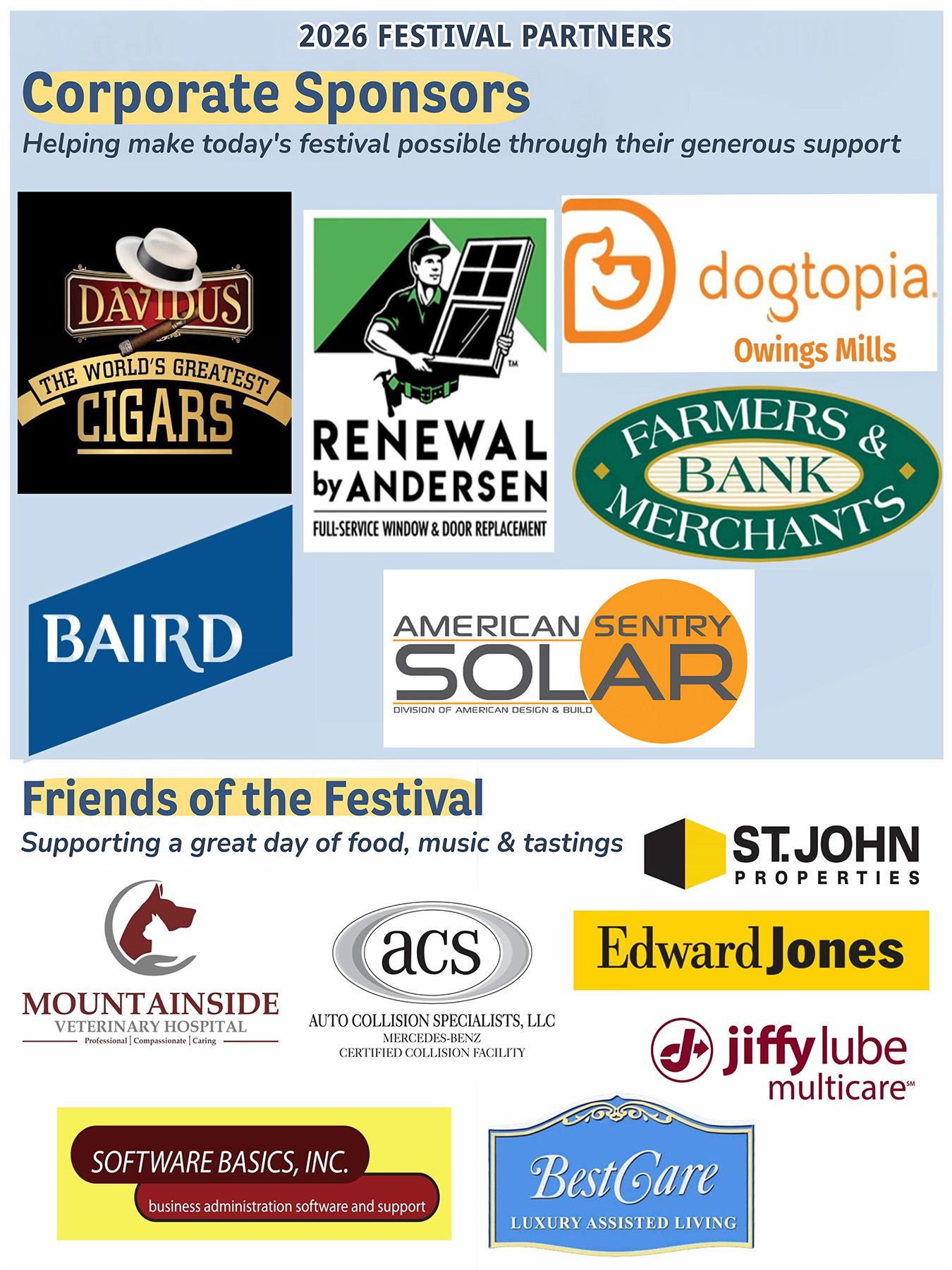 2026 Reisterstown Beer & Wine Festival Sponsors