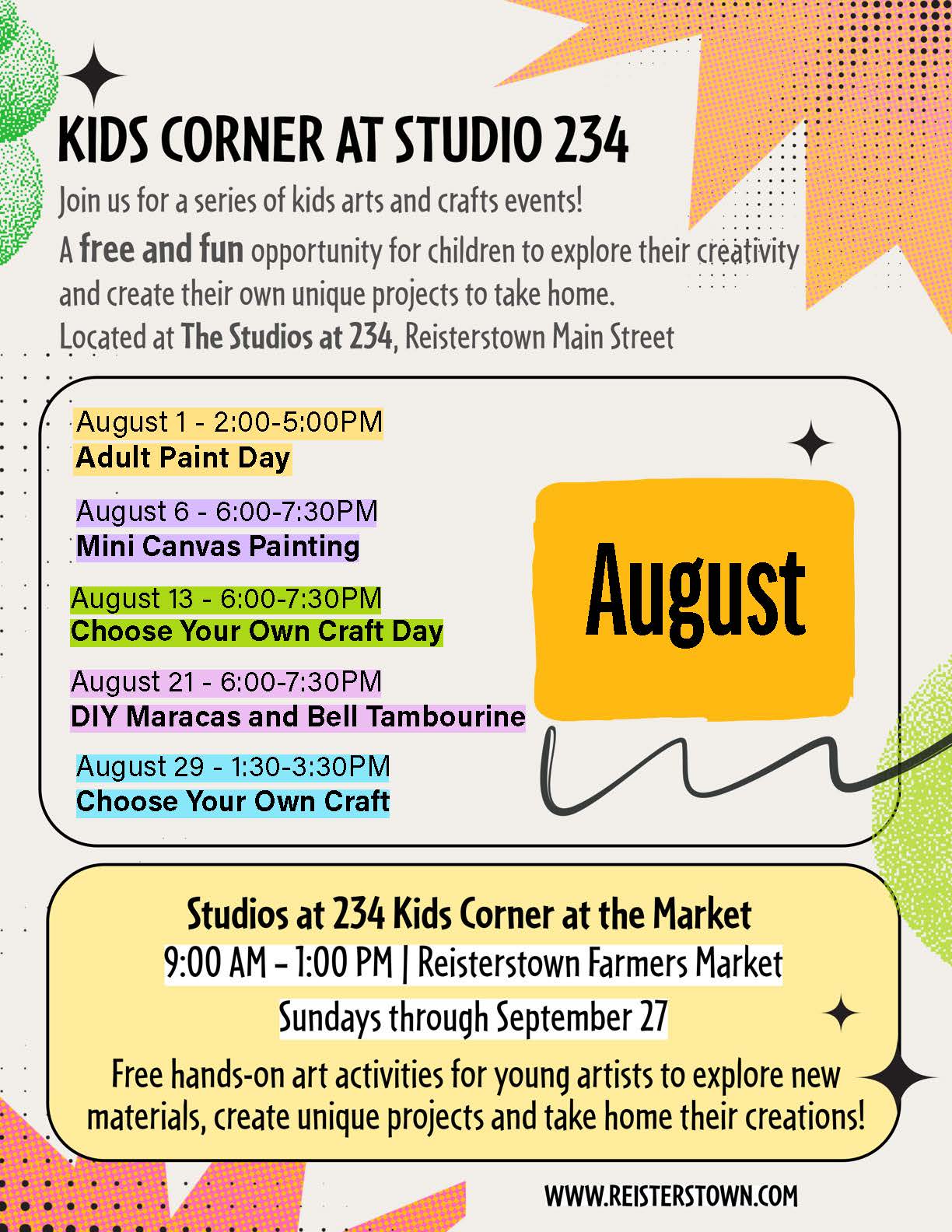 Kids Corner August Flyer