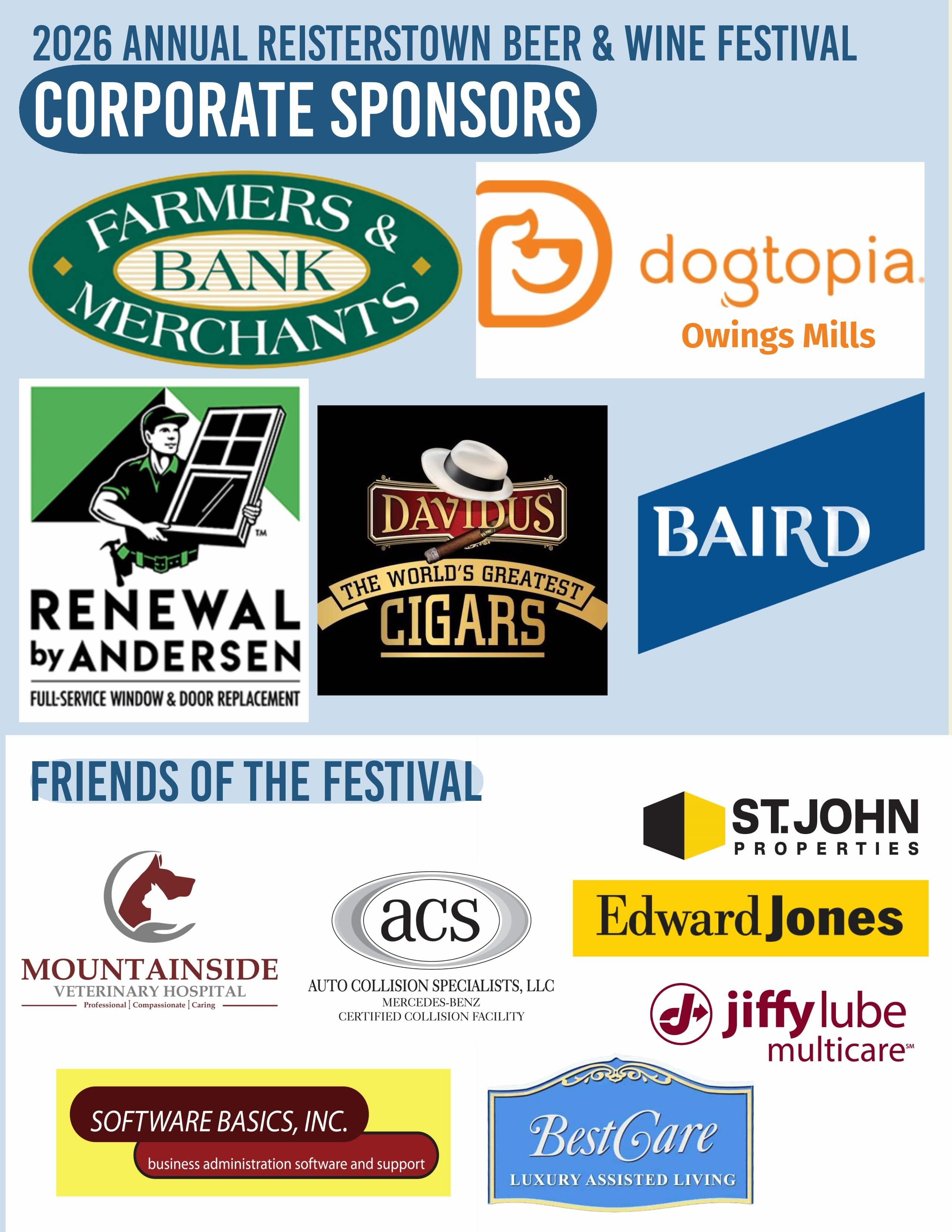 2026 Reisterstown Beer & Wine Festival Sponsors