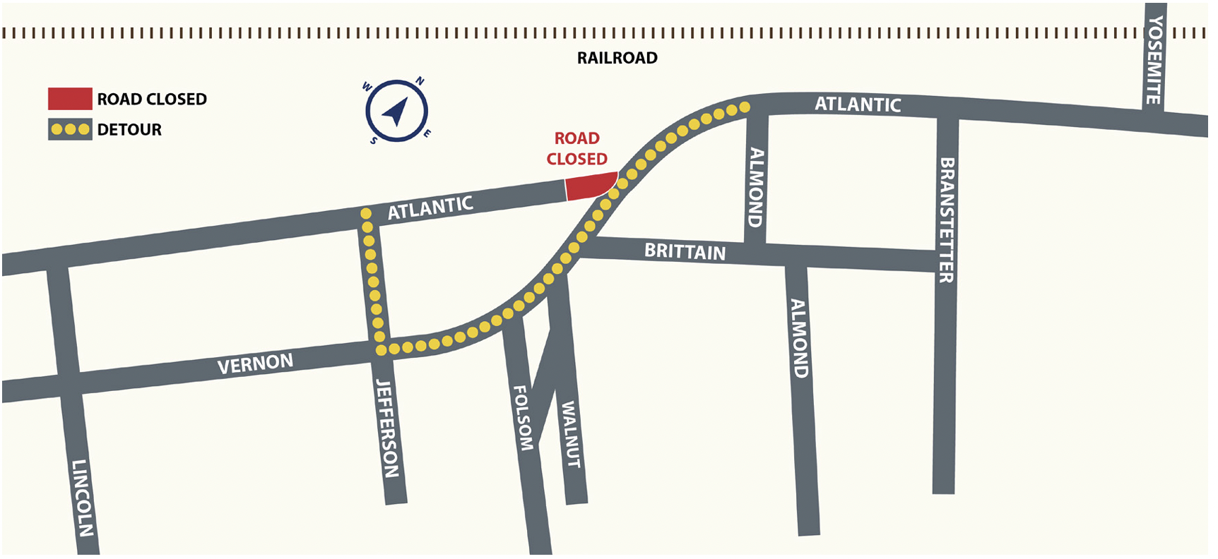 Atlantic Vernon Street Closure Map